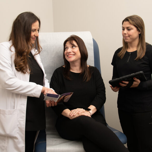 Walk-in Dermatology care team with a patient